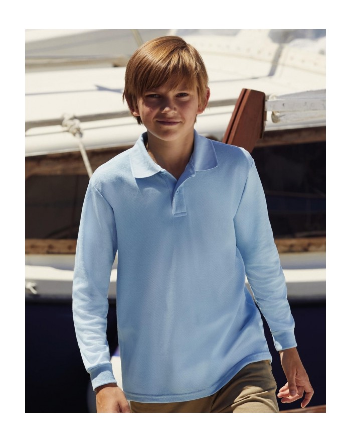 Polo Enfant 65/35 polycoton Manches Longues - Vêtements Enfant Personnalisés avec marquage broderie, flocage ou impression. G...