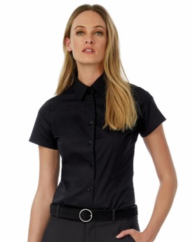 Chemise Femme Poplin Black Tie SSL - Chemise d'entreprise Personnalisée avec marquage broderie, flocage ou impression. Grossi...