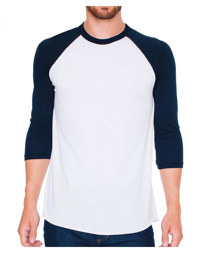 T-Shirt Raglan Unisexe Poly-Coton Manches 3/4 - Outlet American Apparel avec marquage broderie, flocage ou impression. Grossi...