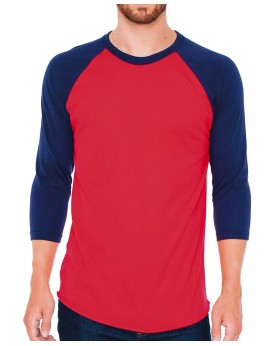 T-Shirt Raglan Unisexe Poly-Coton Manches 3/4 - Outlet American Apparel avec marquage broderie, flocage ou impression. Grossi...
