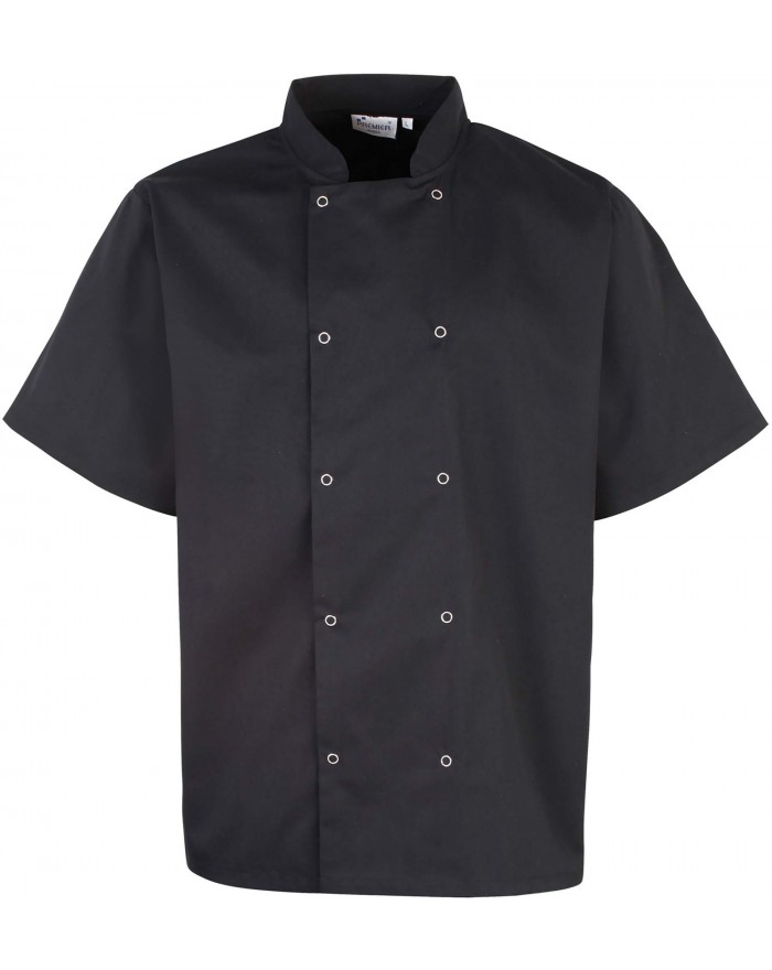 Veste de cuisine manches courtes à boutons pression PZ664 - Vêtement de travail Personnalisé avec marquage broderie, flocage ...